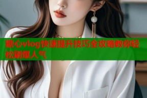 糖心vlog快速提升技巧全攻略教你轻松刷爆人气